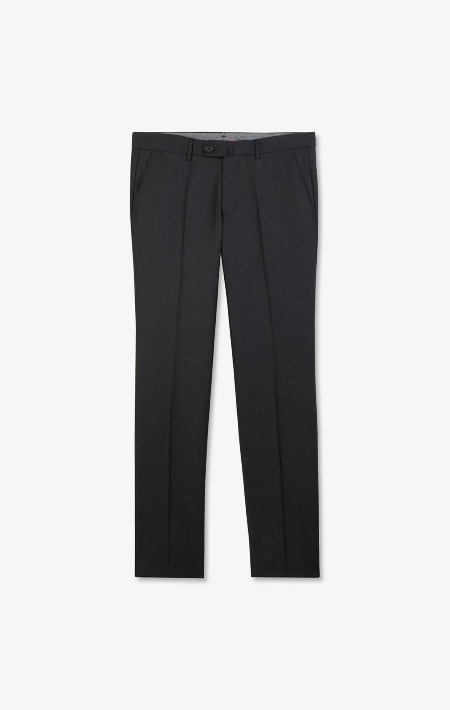 Pantalon regular gris foncé en laine à plis cassés