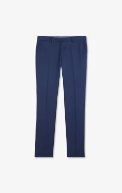 Pantalon slim bleu en laine à plis cassés