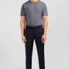Pantalon slim bleu foncé en laine à plis cassés