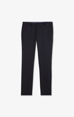 Pantalon slim bleu foncé en laine à plis cassés