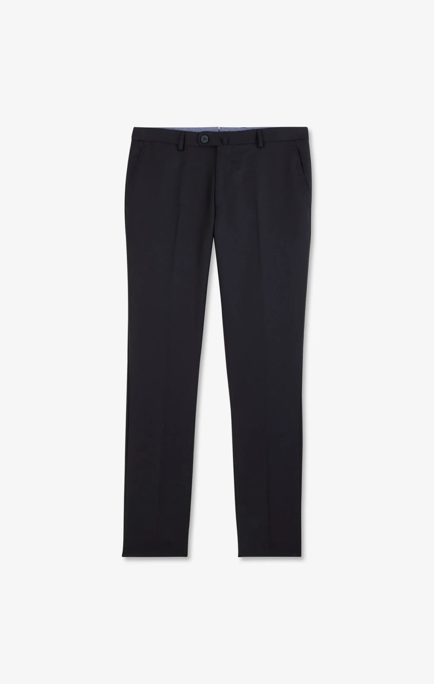 Pantalon slim bleu foncé en laine à plis cassés