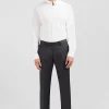 Pantalon slim gris en laine à plis cassés