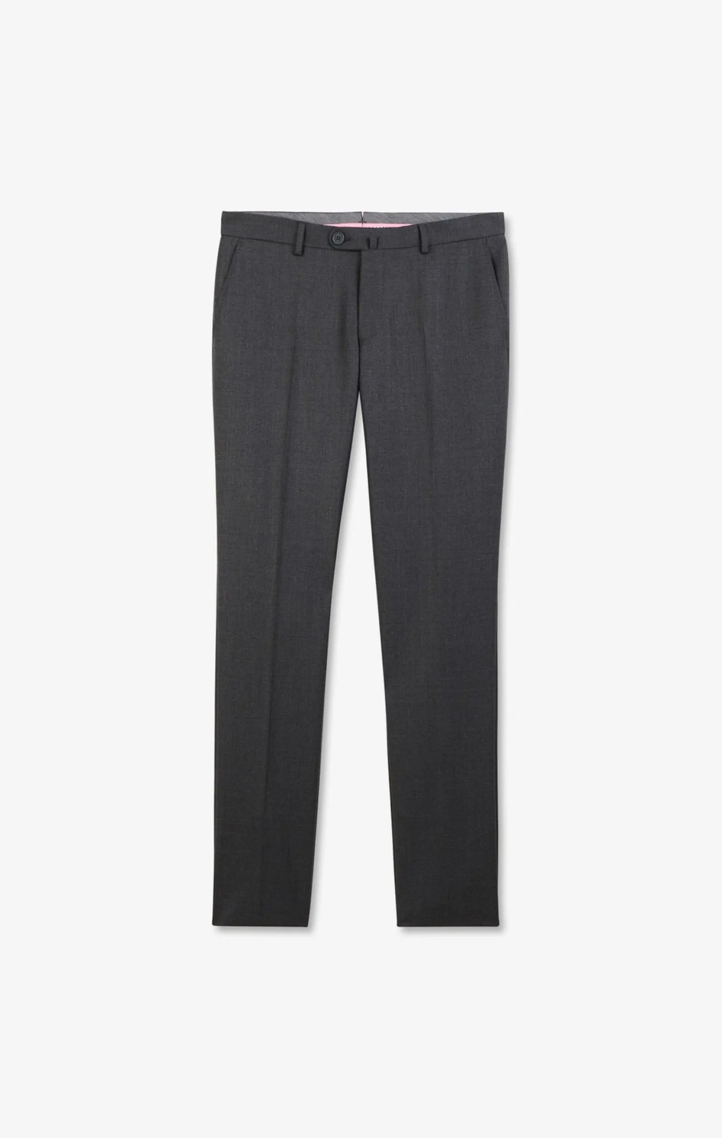 Pantalon slim gris en laine à plis cassés