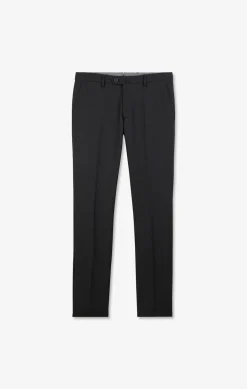 Pantalon slim gris foncé en laine à plis cassés