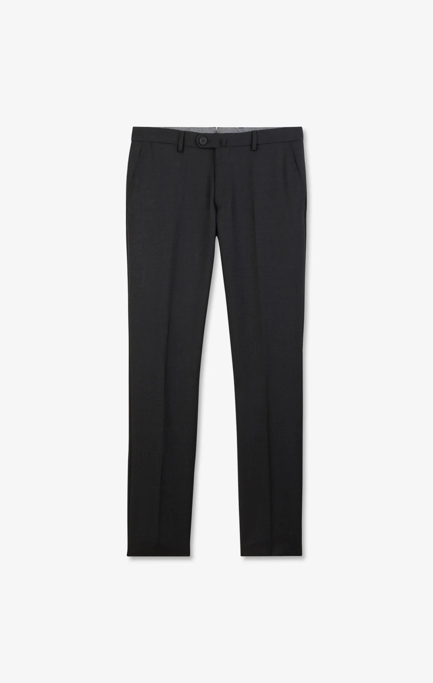 Pantalon slim gris foncé en laine à plis cassés