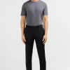 Pantalon slim noir en laine à plis cassés