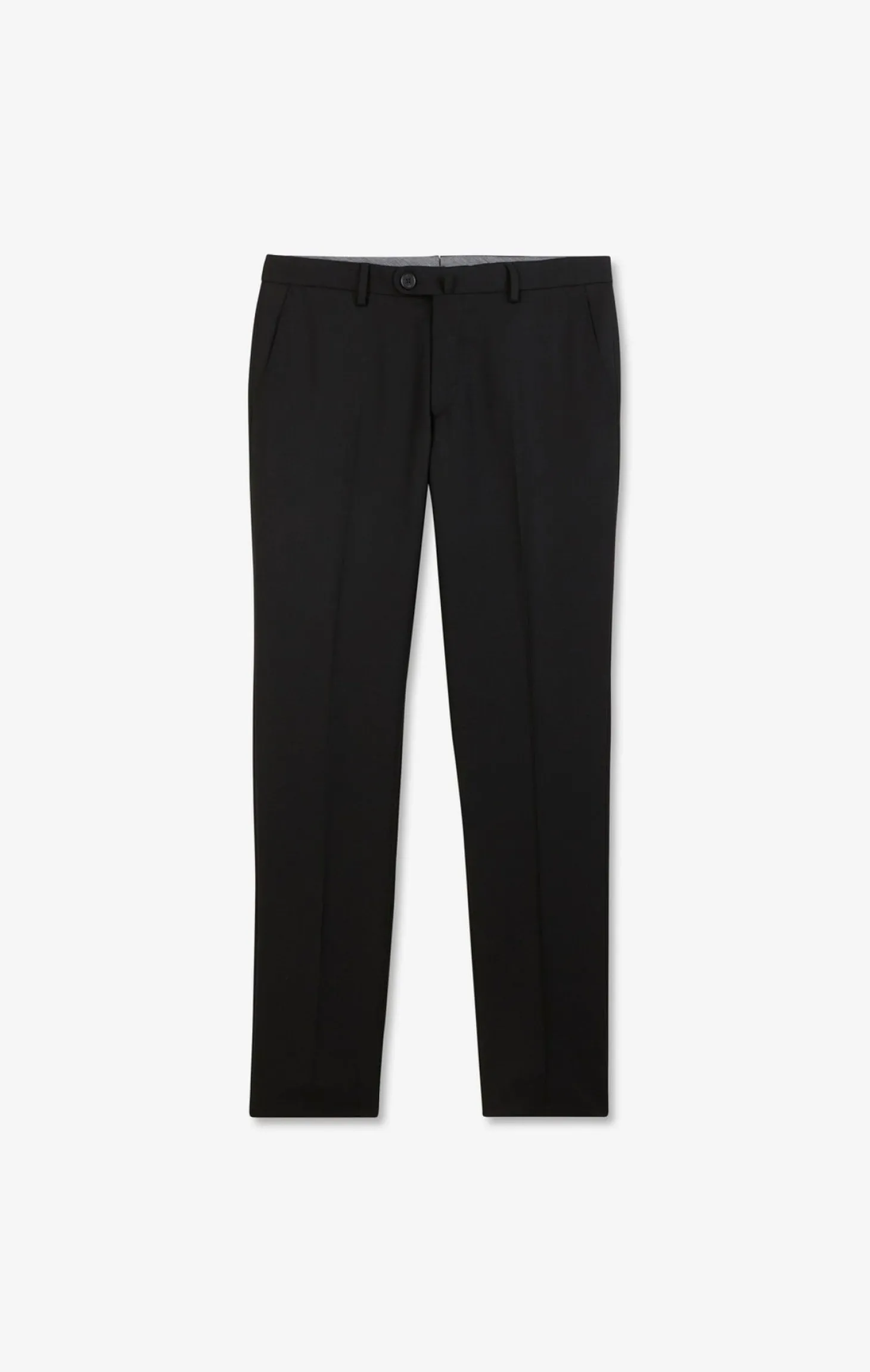 Pantalon slim noir en laine à plis cassés