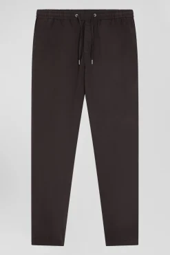 Pantalon taille élastique en coton stretch marron coupe Modern
