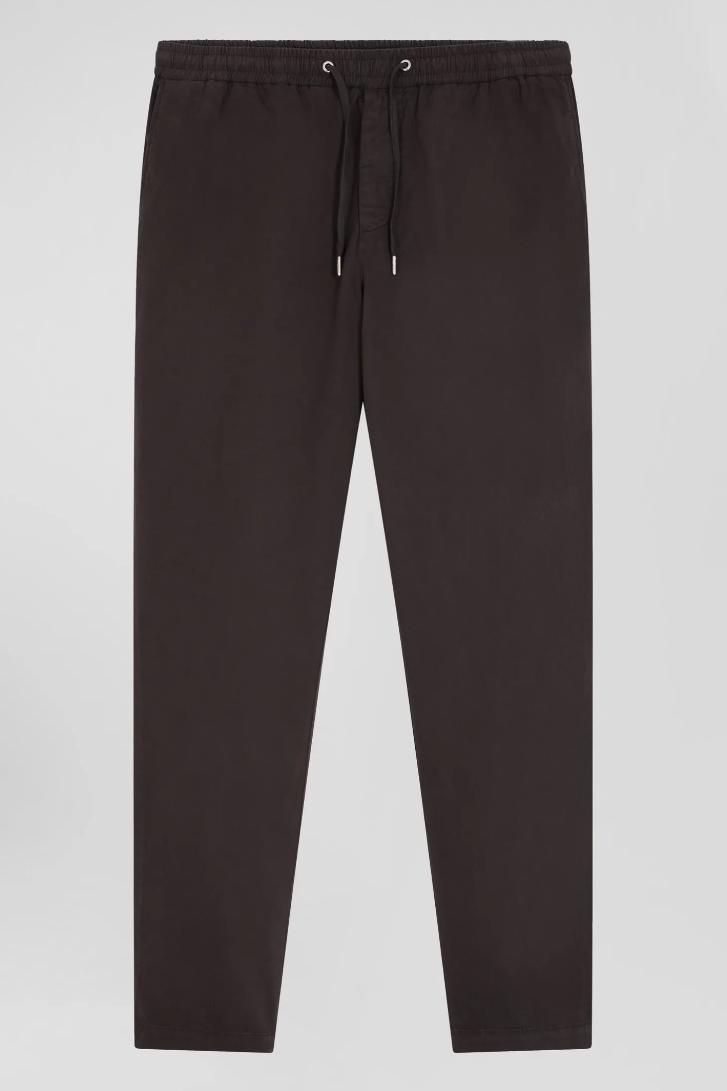 Pantalon taille élastique en coton stretch marron coupe Modern