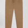 Pantalon taille élastique en coton stretch camel coupe Modern