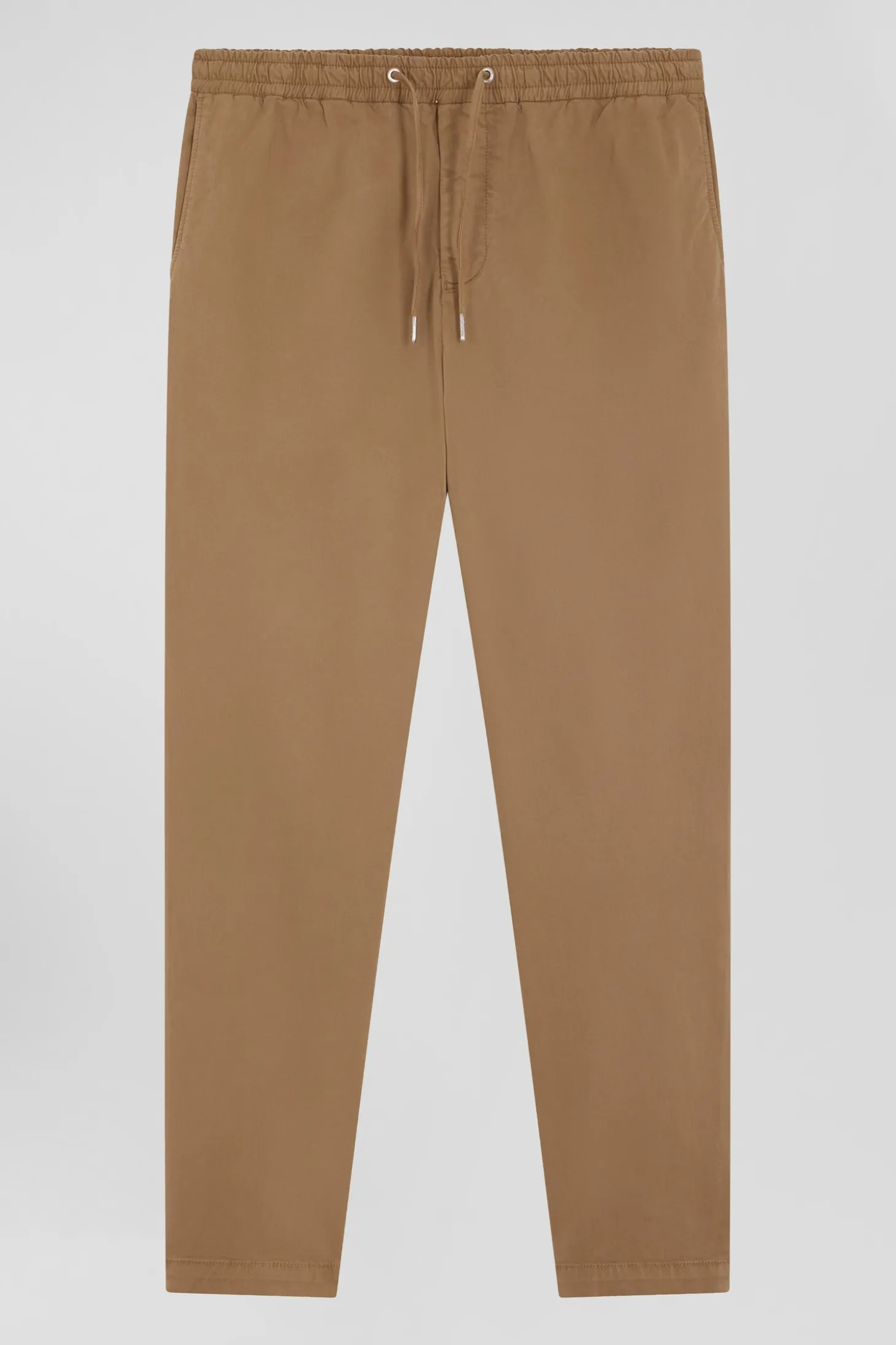 Pantalon taille élastique en coton stretch camel coupe Modern
