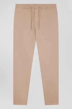 Pantalon taille élastique en coton stretch beige coupe Modern