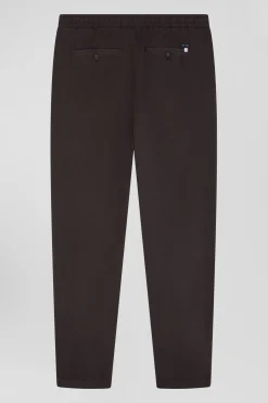 Pantalon taille élastique en coton stretch marron coupe Modern