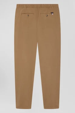 Pantalon taille élastique en coton stretch camel coupe Modern
