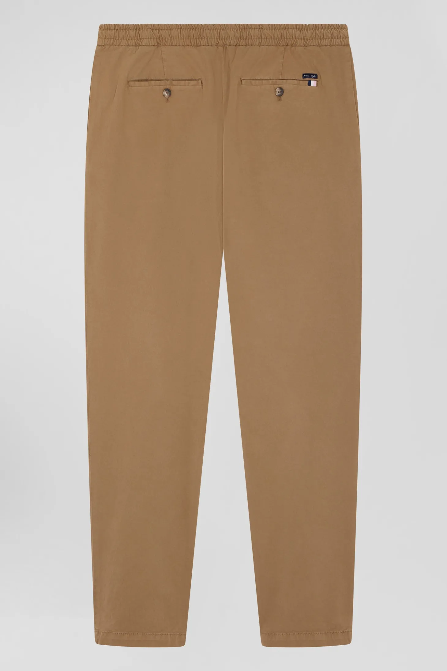 Pantalon taille élastique en coton stretch camel coupe Modern