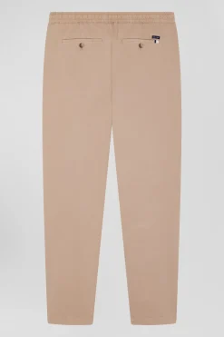 Pantalon taille élastique en coton stretch beige coupe Modern