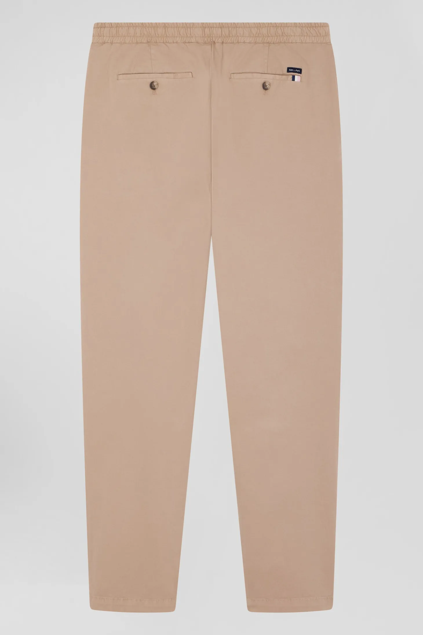 Pantalon taille élastique en coton stretch beige coupe Modern
