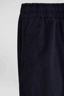 Pantalon taille élastique en coton stretch bleu marine coupe Modern