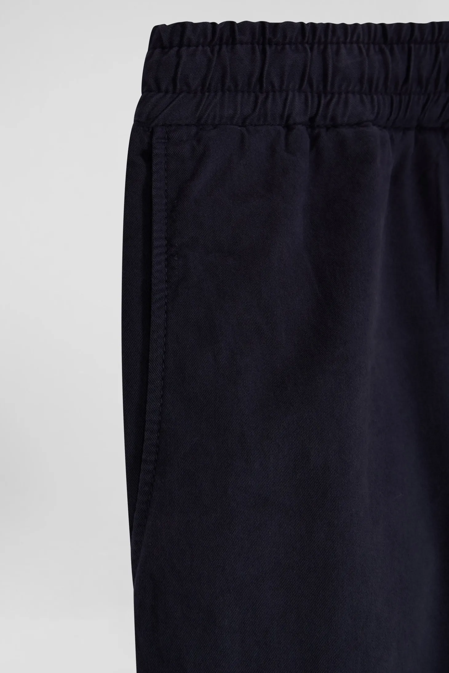 Pantalon taille élastique en coton stretch bleu marine coupe Modern