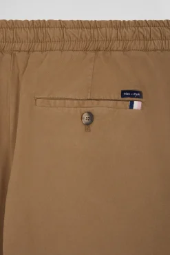 Pantalon taille élastique en coton stretch camel coupe Modern