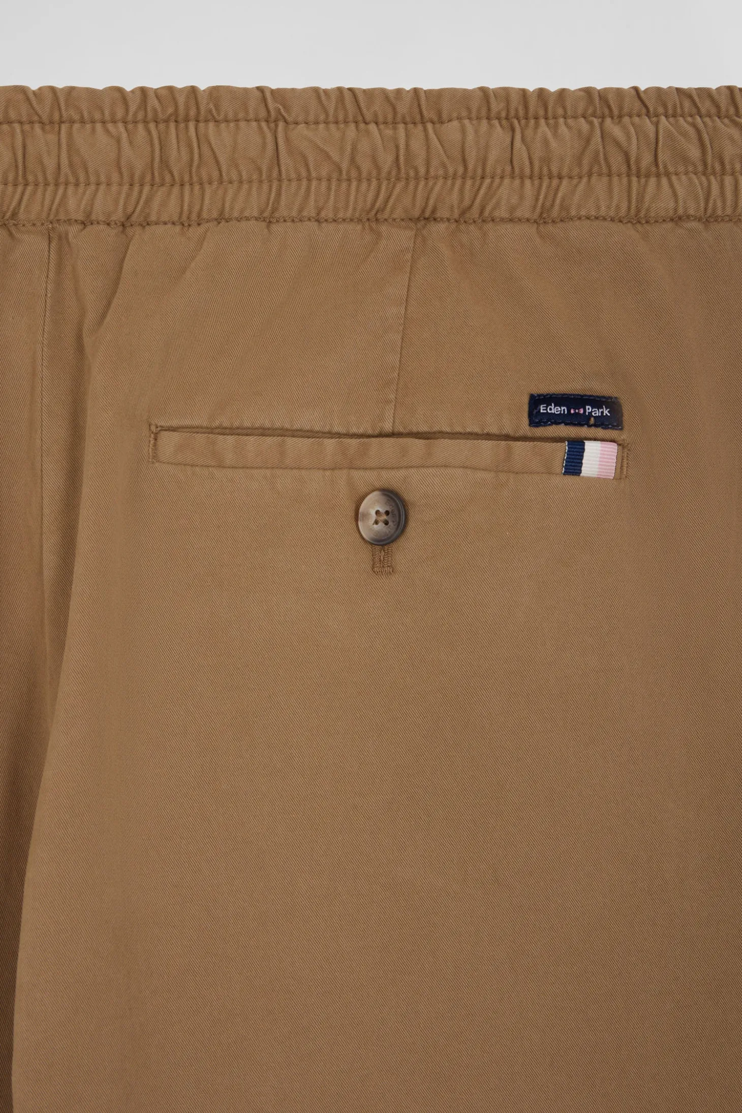 Pantalon taille élastique en coton stretch camel coupe Modern