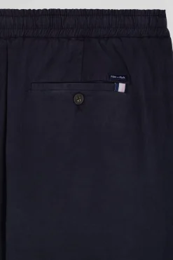 Pantalon taille élastique en coton stretch bleu marine coupe Modern