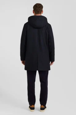 Parka courte en flanelle de laine bleu marine