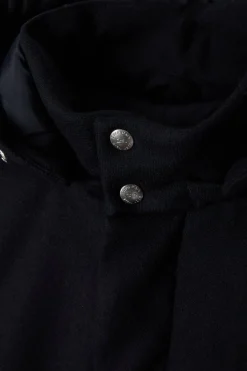 Parka courte en flanelle de laine bleu marine