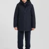 Parka enfant longue bleu marine à capuche