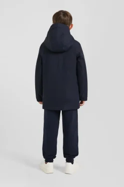 Parka enfant longue bleu marine à capuche