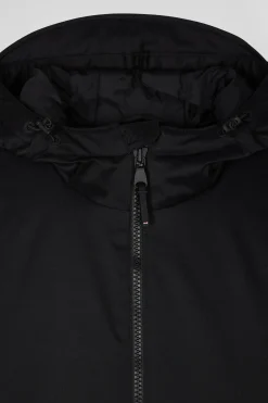 Parka longue à capuche en nylon noir