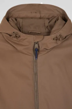 Parka longue à capuche en nylon marron