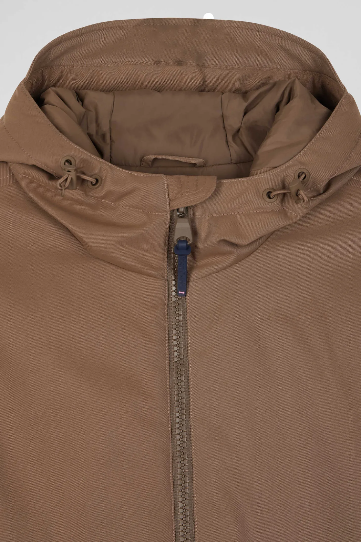 Parka longue à capuche en nylon marron