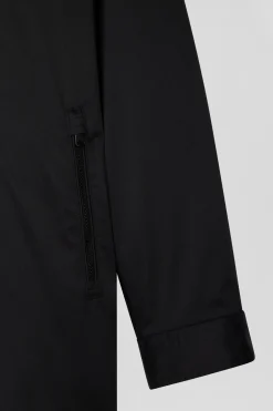 Parka longue à capuche en nylon noir