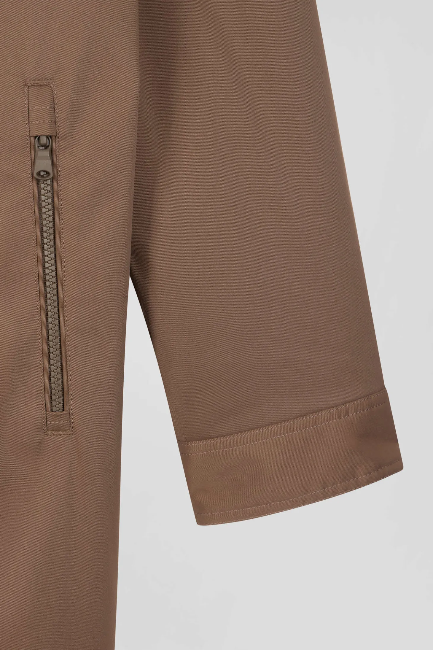 Parka longue à capuche en nylon marron