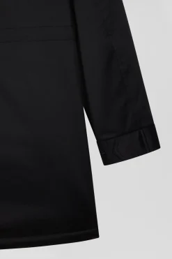 Parka longue à capuche en nylon noir