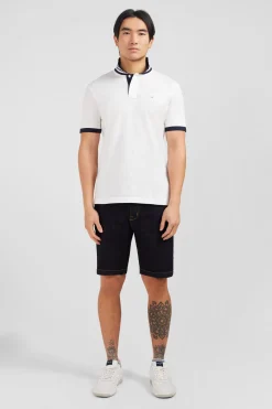 Polo blanc en coton pima avec détails contrastés