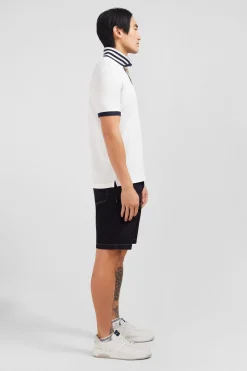 Polo blanc en coton pima avec détails contrastés