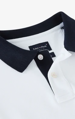 Polo blanc en coton pima avec détails contrastés