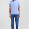 Polo bleu en coton pima stretch