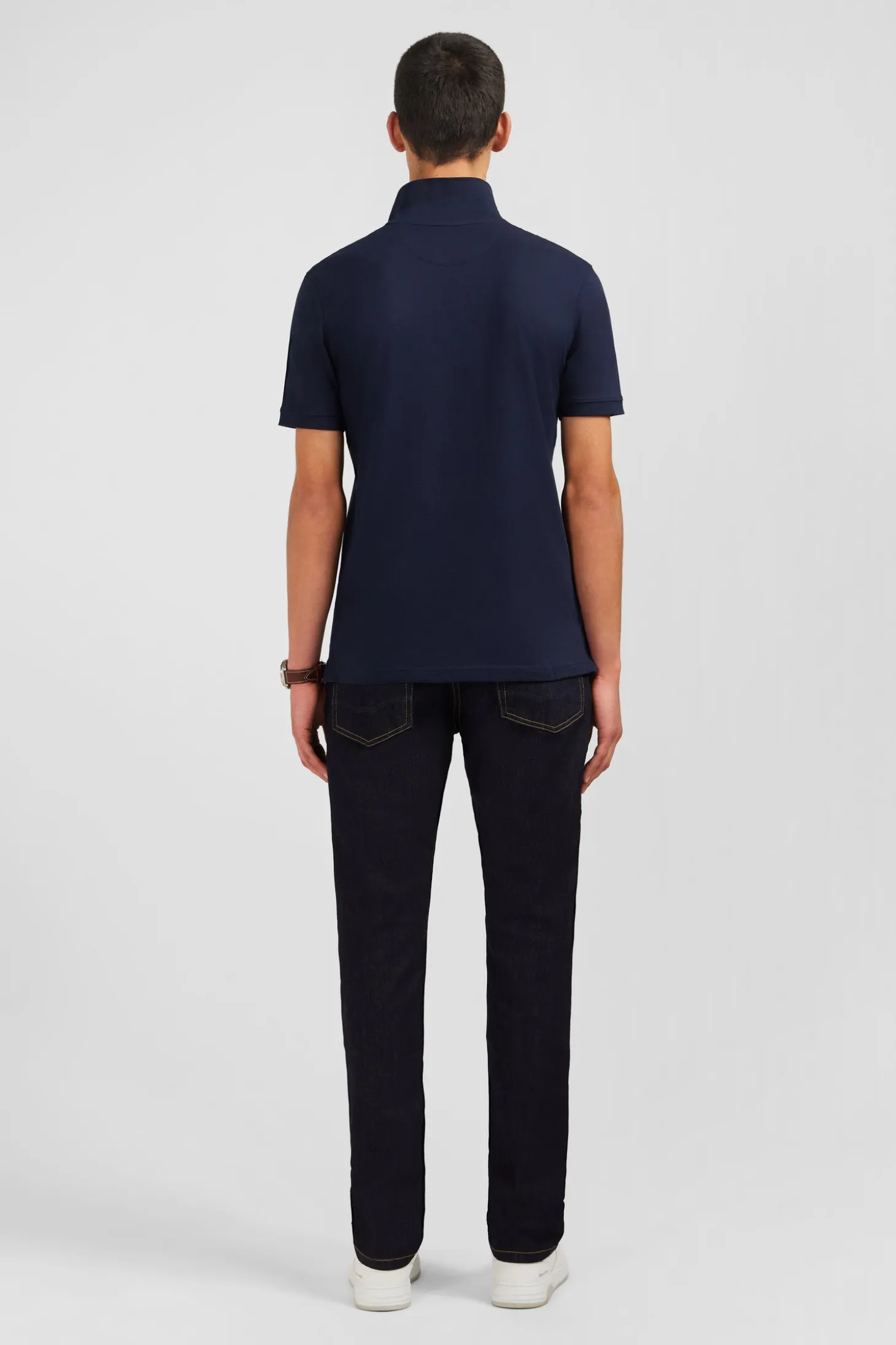 Polo bleu marine en coton pima stretch