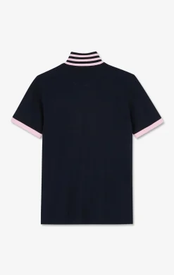 Polo bleu marine en coton pima avec détails contrastés