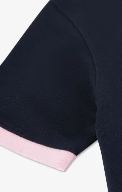 Polo bleu marine en coton pima avec détails contrastés