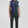 Polo manches courtes colorblock en piqué coton vert coupe Regular