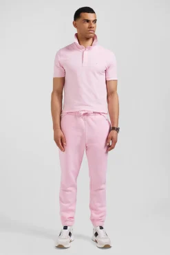 Polo manches courtes en coton stretch rose coupe Slim