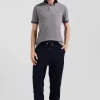 Polo manches courtes en coton stretch gris col jacquard Eden Park coupe Slim