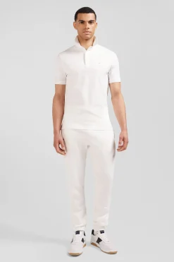 Polo manches courtes en coton stretch écru coupe Slim