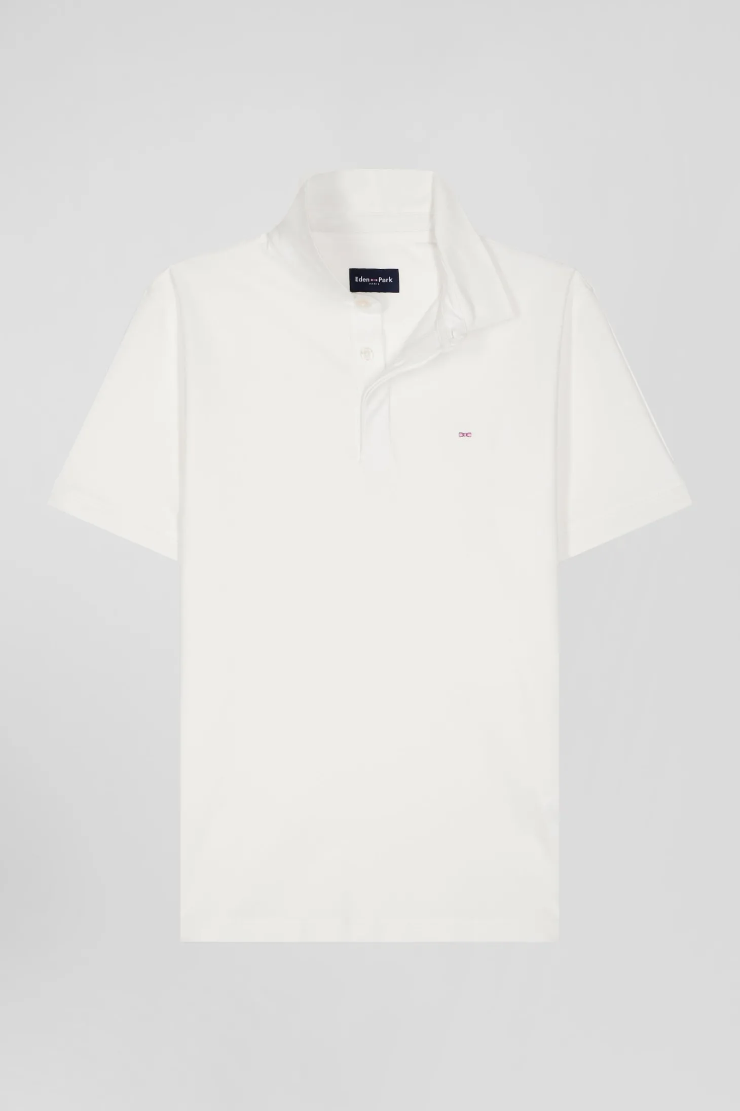 Polo manches courtes en coton stretch écru coupe Slim