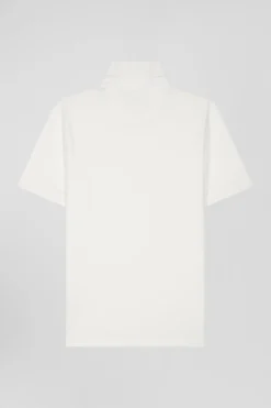 Polo manches courtes en coton stretch écru coupe Slim