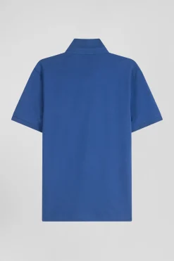 Polo manches courtes en coton stretch bleu foncé coupe Slim
